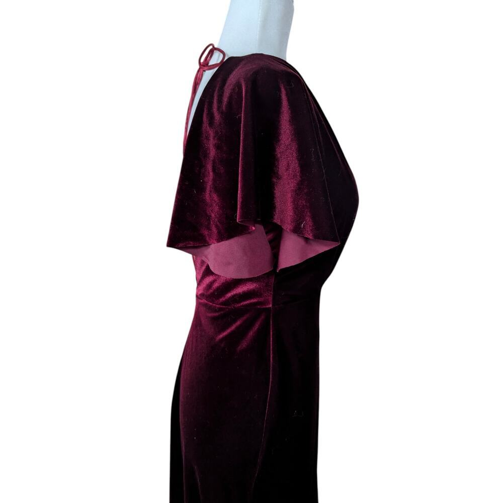 Jenny Yoo Ellis Velvet Open Back Dress Burgundy Size 2 Bridesmaid Gown Formal - Picture 12 of 13